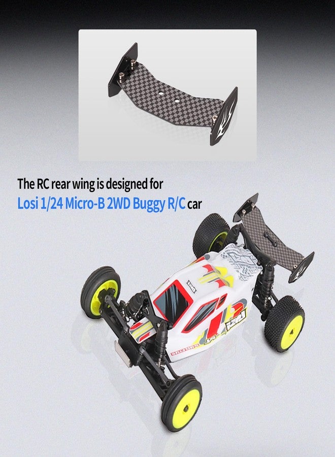 XinGeeek RC Rear Wing Carbon Fiber RC Tail Wing for Losi 1/24 Micro-B 2WD Buggy RC Car Upgrade Parts (Black) - Image 2